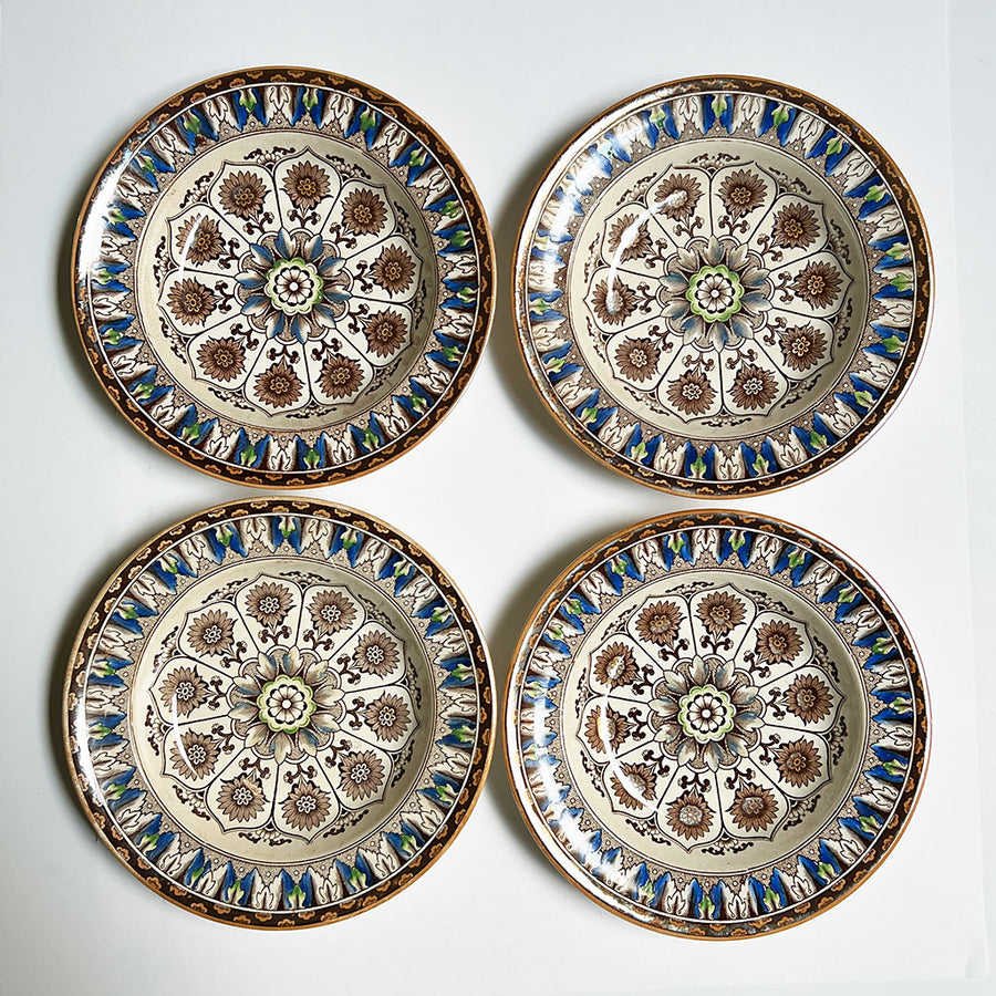 Vintage Brownfield & Sons Cyprus Ceramic Soup Plates Made in England (Set of 4)