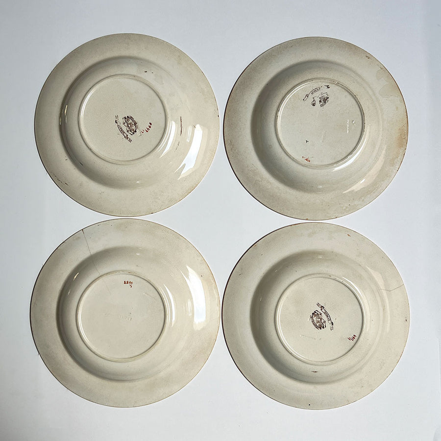 Vintage Brownfield & Sons Cyprus Ceramic Soup Plates Made in England (Set of 4)