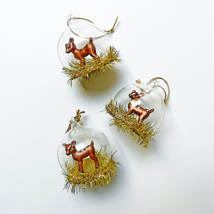 Baby Deer in Glass Dome Ornament