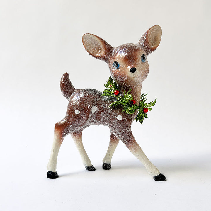 Holiday Deer with Wreath Figurine