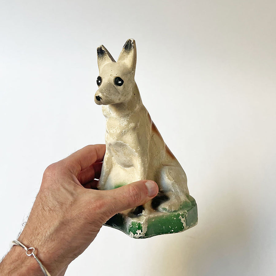 Vintage Chalkware Seated Dog