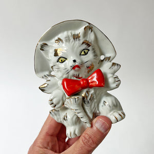 Vintage Cat and Dog in Bows Ceramic Figurines