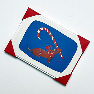 Holiday Notecard Set: Dachshund with Candy Cane