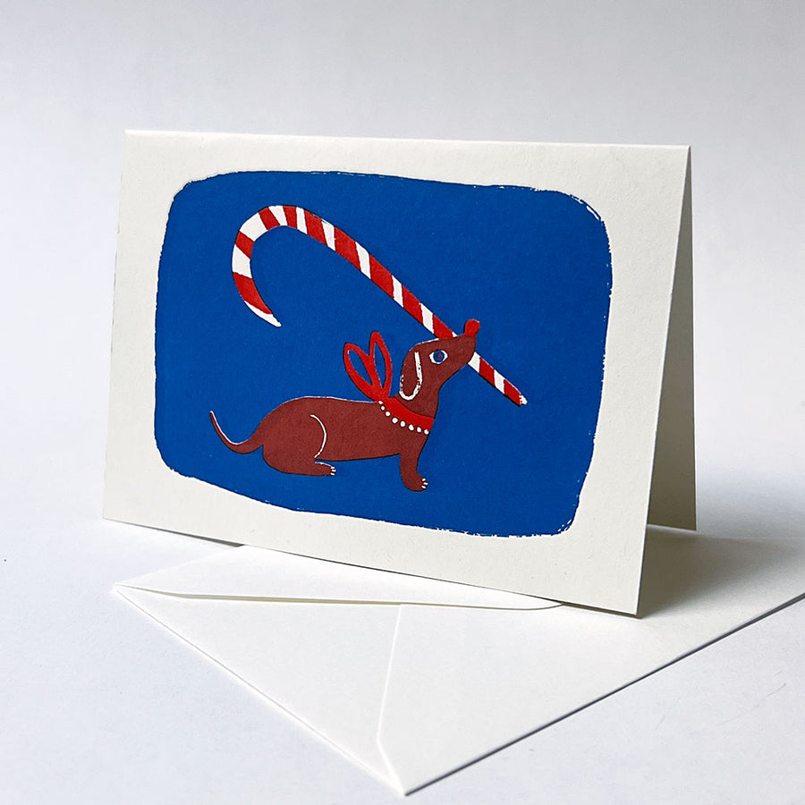 Holiday Notecard Set: Dachshund with Candy Cane