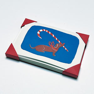 Holiday Notecard Set: Dachshund with Candy Cane