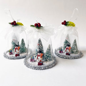 Glass Dome Winter Wonderland with Snowman Ornament