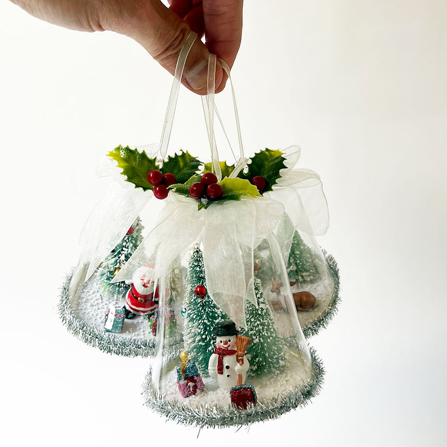 Glass Dome Winter Wonderland with Santa Claus Ornament