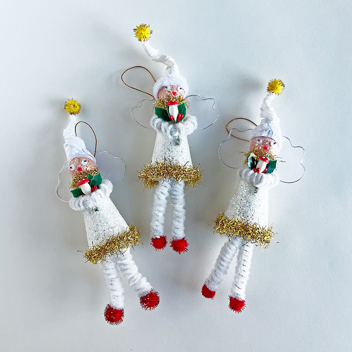 PATCH NYC Angel with Mushroom & Holly Bouquet Ornament