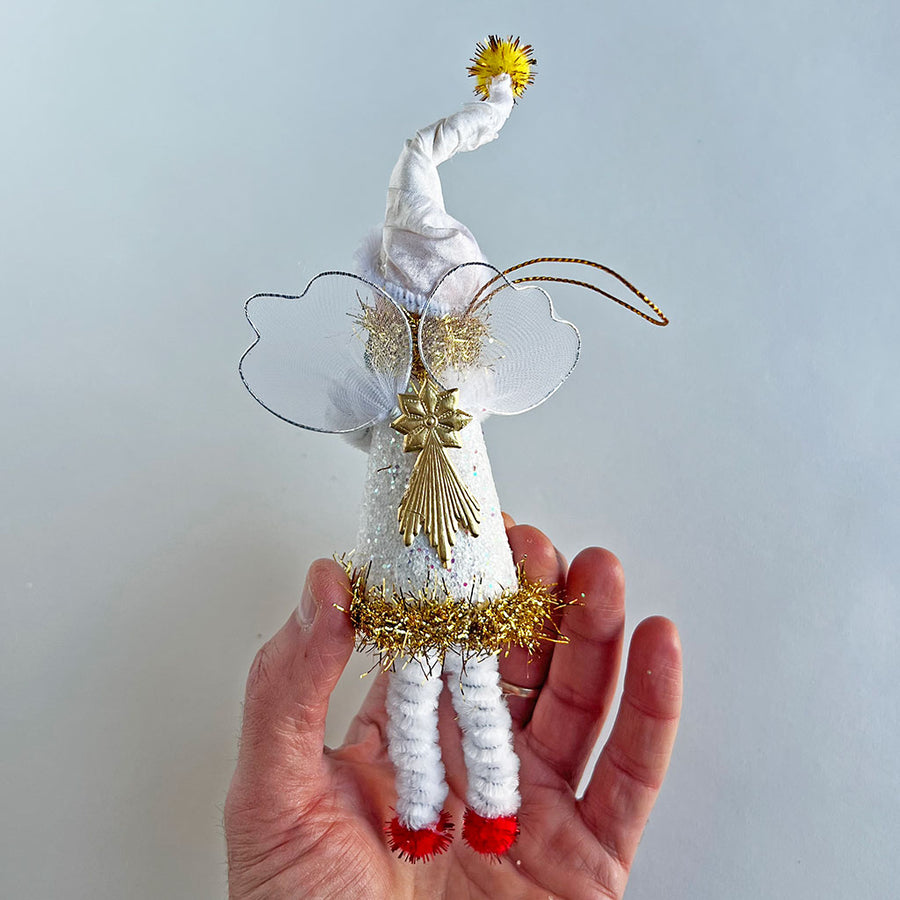 PATCH NYC Angel with Mushroom & Holly Bouquet Ornament