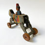 Vintage Painted Wood Donkey on Wheels with Rider Made in Japan