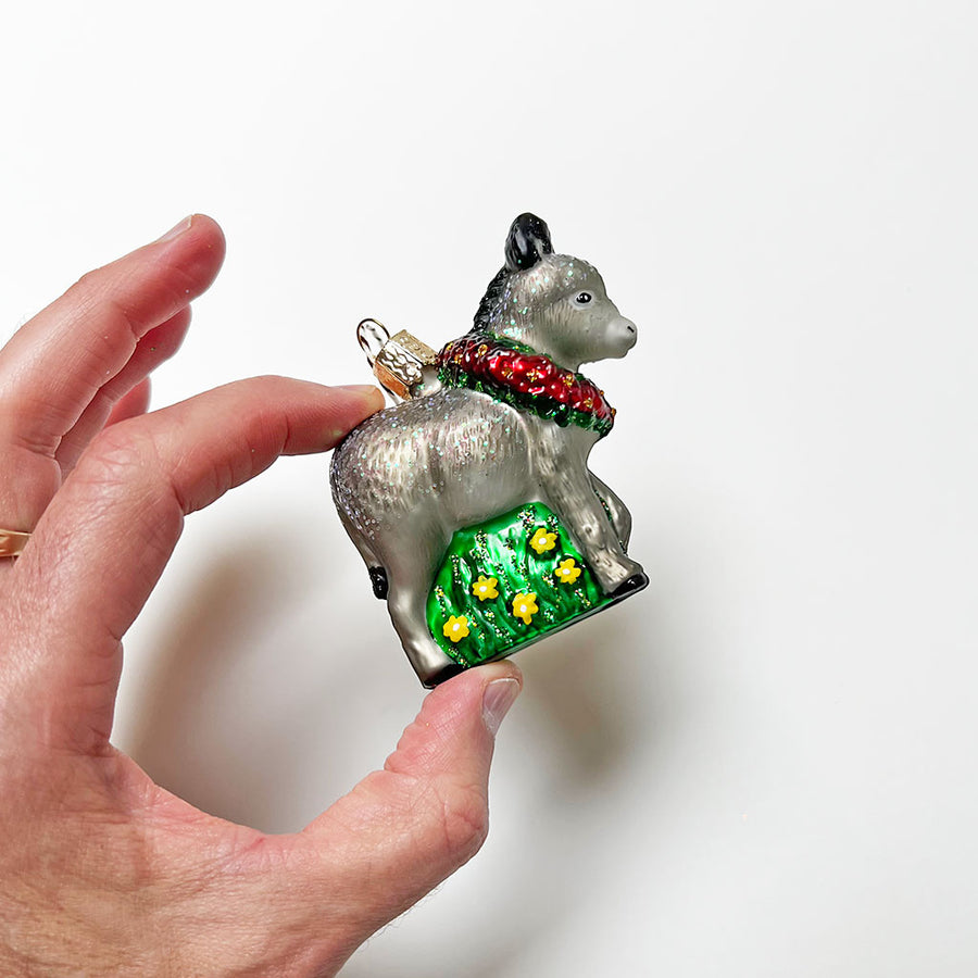 Country Donkey Glass Ornament