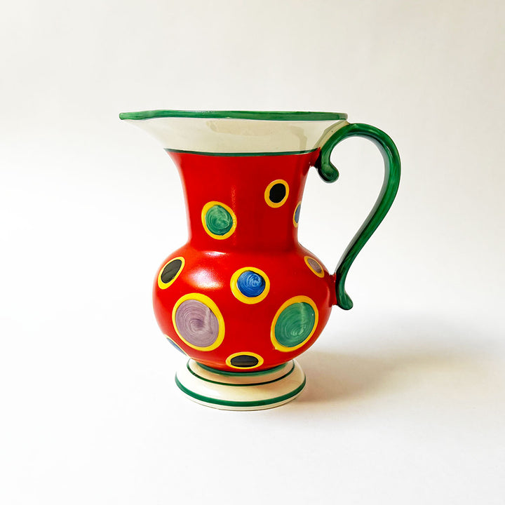 Vintage Ceramic Dotted Large Pitcher Made in Czechoslovakia