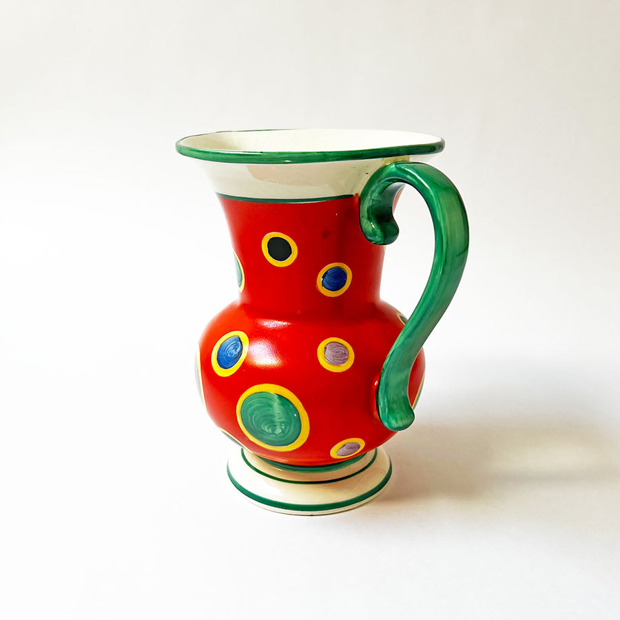 Vintage Ceramic Dotted Large Pitcher Made in Czechoslovakia