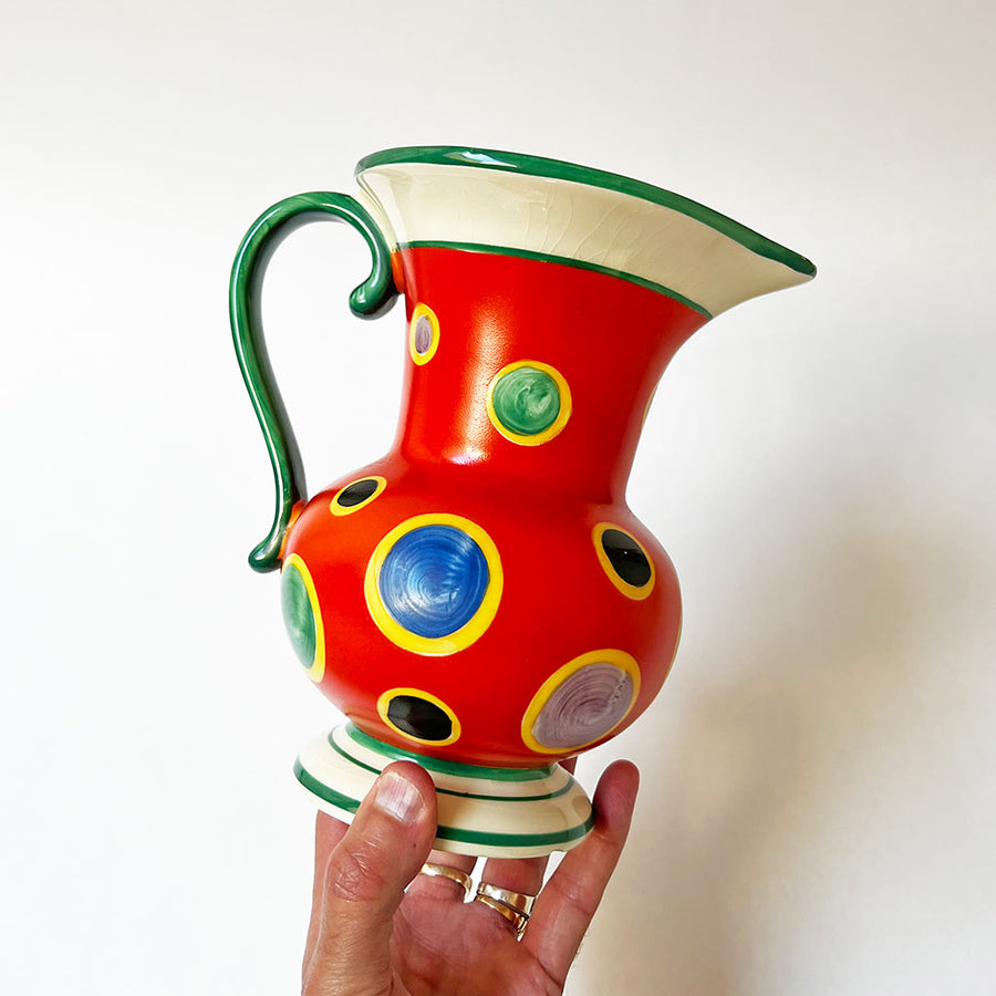 Vintage Ceramic Dotted Large Pitcher Made in Czechoslovakia