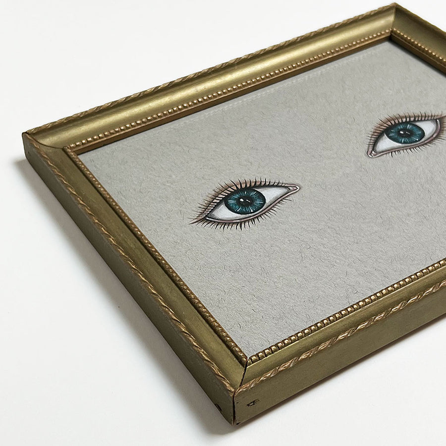 Don Carney Pair of Blue Eyes Art Print in Vintage Gold Tone Frame