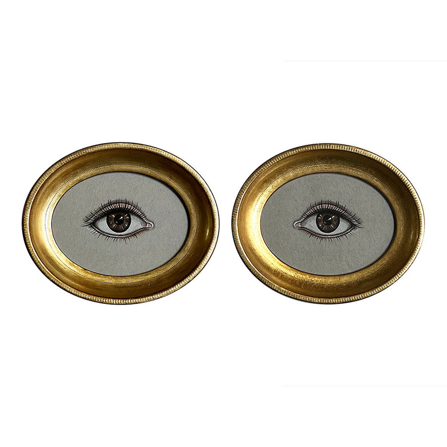 Don Carney Pair of Brown Eyes Art Prints in Gold Oval Frames