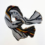 Grey/Black Stripe & Brick Red/Black/Yellow Stripe Wide Linen Scarf