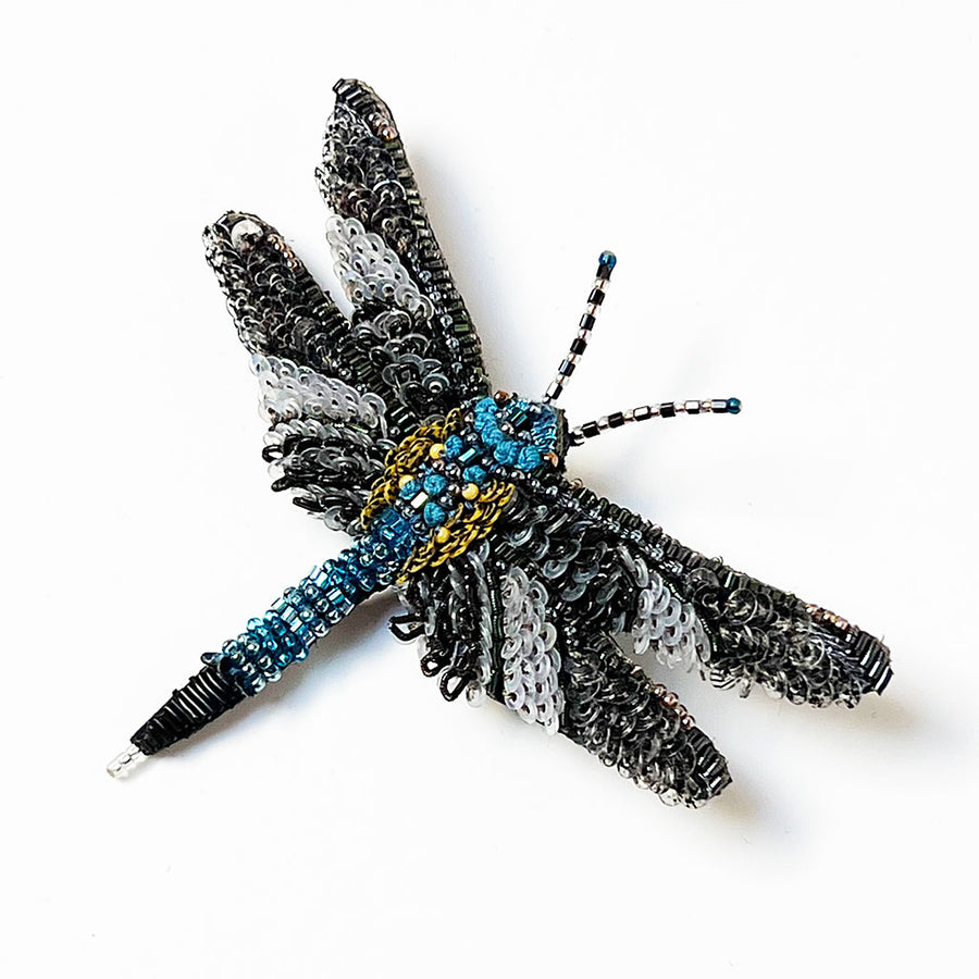 Beaded Dragonfly Embroidered Pin