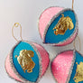 PATCH NYC Two Tone Paper Mache Ornament with Gold Foil Dresden: Santa with Toys