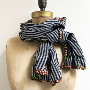 PATCH NYC Navy Stripe Classic Linen Scarf