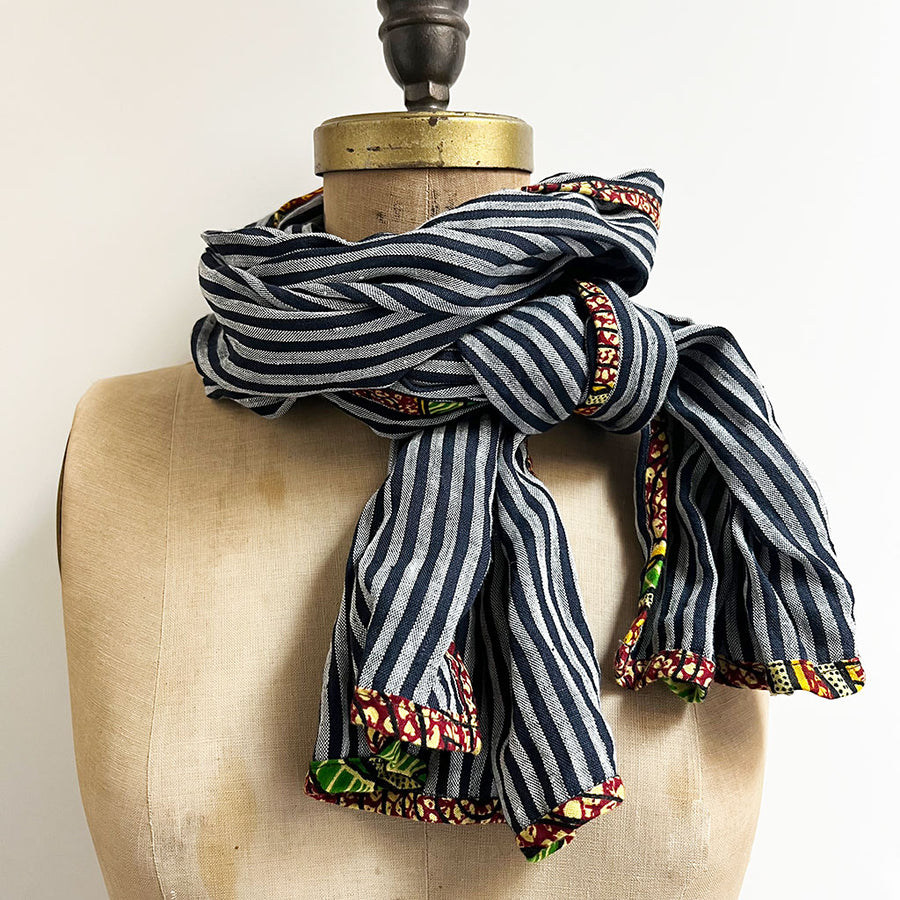 PATCH NYC Navy Stripe Classic Linen Scarf
