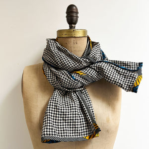 PATCH NYC Black Check Classic Linen Scarf