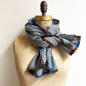 PATCH NYC Navy Check Classic Linen Scarf