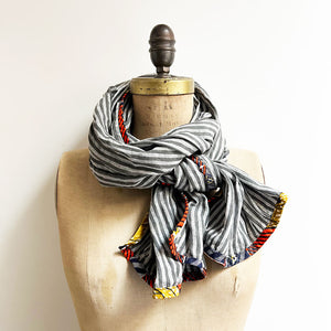 PATCH NYC Gray Stripe Classic Linen Scarf