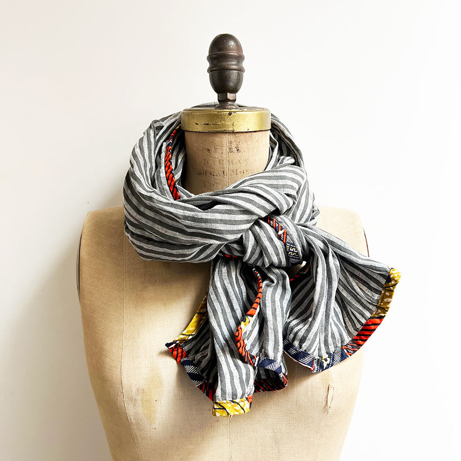 PATCH NYC Gray Stripe Classic Linen Scarf
