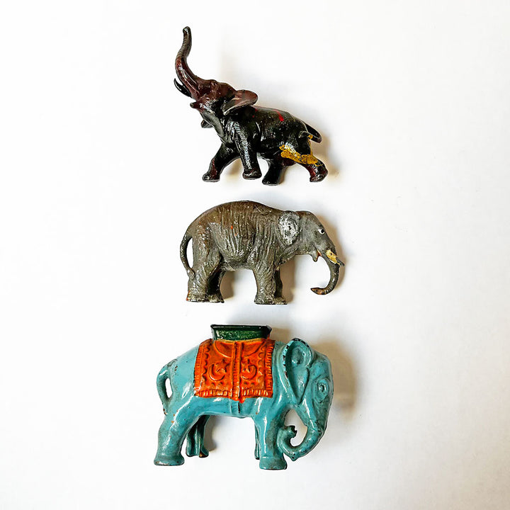 Vintage Metal Elephant Figurines (Set of 3)