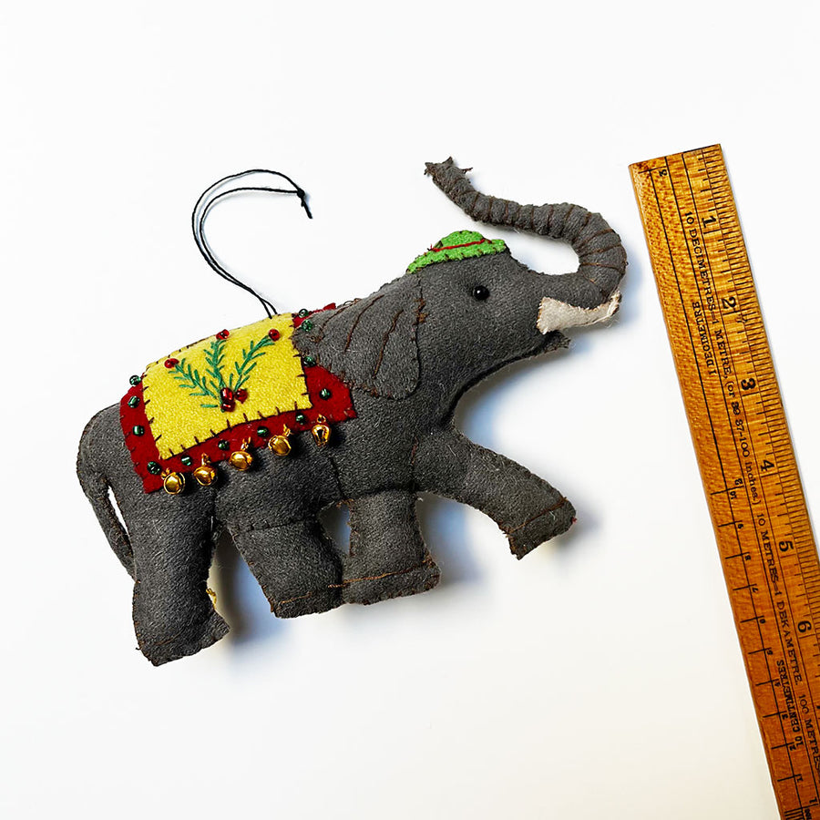 Stitched and Beaded Felt Elephant Ornament