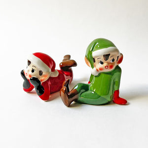 Holiday Elves Ceramic Figurines (Set of 2)