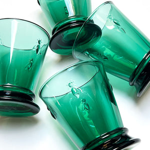 French Bee Drinking Glasses in Emerald Green (Set of 4)