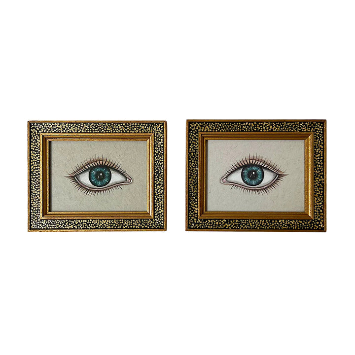 Don Carney Pair of Blue Eyes - Art Prints in Vintage Gold Dot Frames