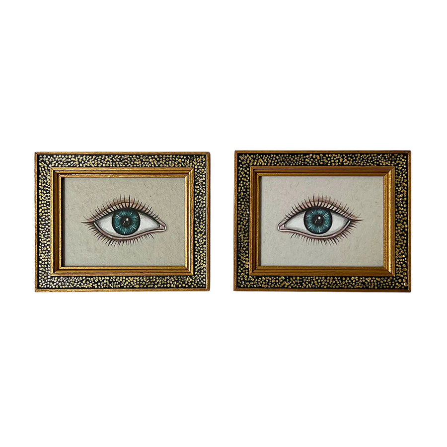 Don Carney Pair of Blue Eyes - Art Prints in Vintage Gold Dot Frames
