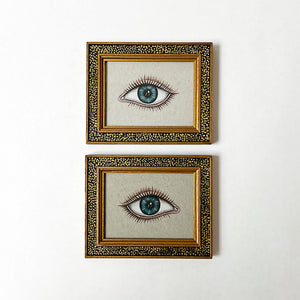 Don Carney Pair of Blue Eyes - Art Prints in Vintage Gold Dot Frames