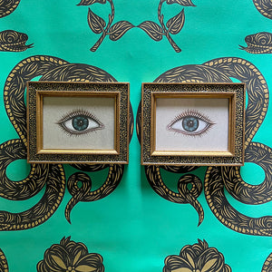 Don Carney Pair of Blue Eyes - Art Prints in Vintage Gold Dot Frames