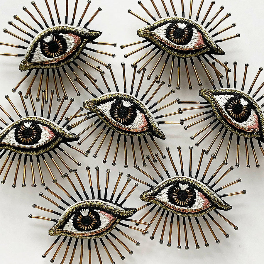 Beaded Radiant Eye Embroidered Pin