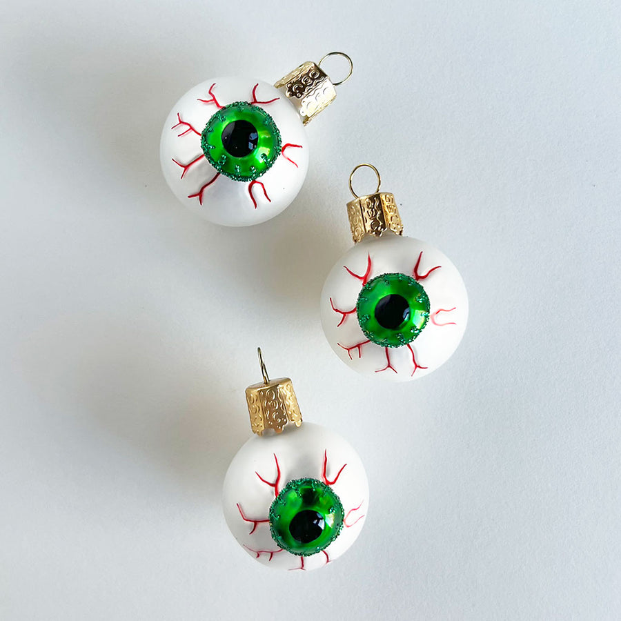 Spooky Green Eyeball Glass Ornament