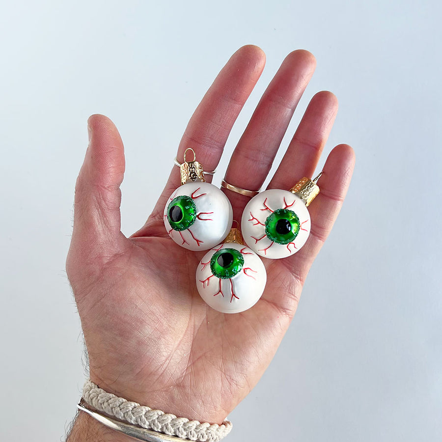 Spooky Green Eyeball Glass Ornament