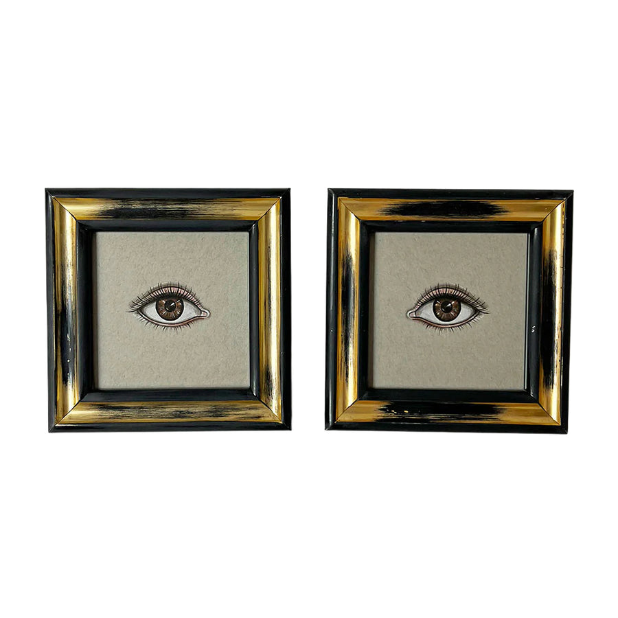Don Carney Pair of Brown Eyes - Art Prints in Vintage Black & Gold Frames