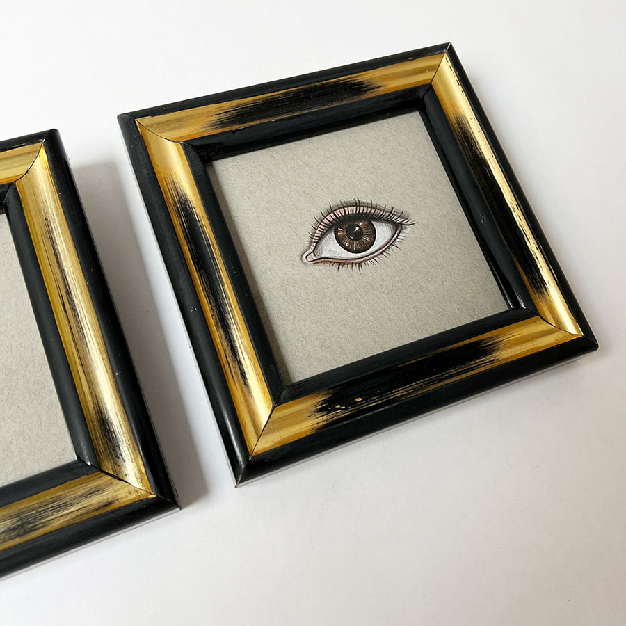 Don Carney Pair of Brown Eyes - Art Prints in Vintage Black & Gold Frames