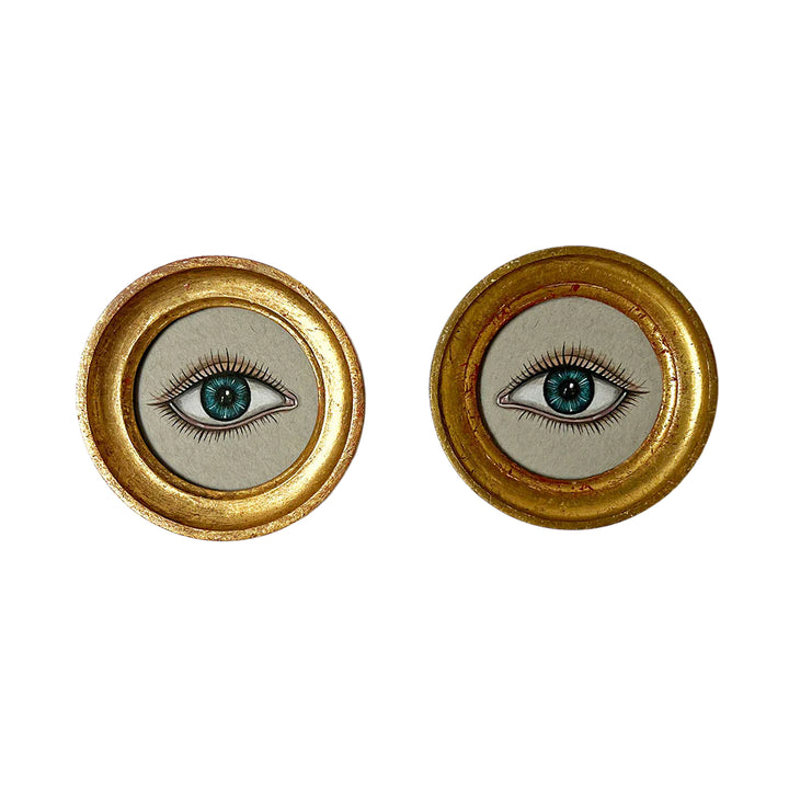 Don Carney Pair of Blue Eyes - Art Prints in Vintage Gold Leaf Round Frames