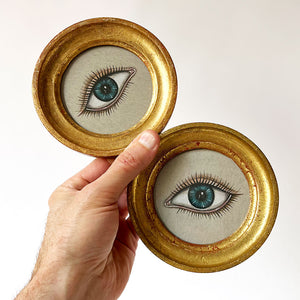 Don Carney Pair of Blue Eyes - Art Prints in Vintage Gold Leaf Round Frames