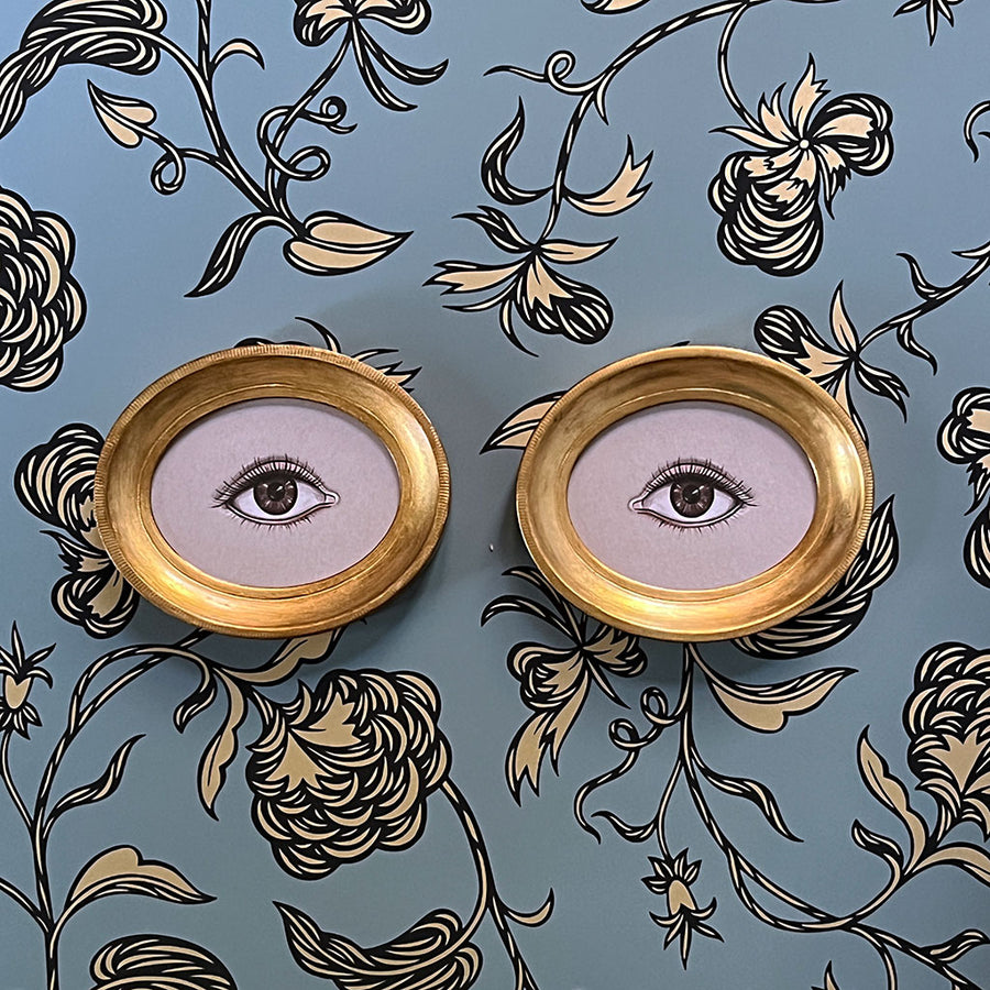 Don Carney Pair of Brown Eyes Art Prints in Gold Oval Frames