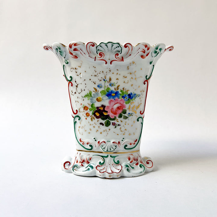 Vintage Ceramic Vase with Floral and Fruit Decorations