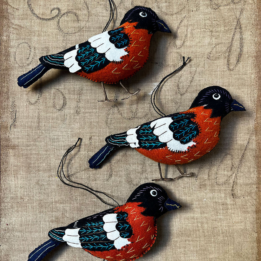 Stitched & Embroidered Felt Oriole Bird