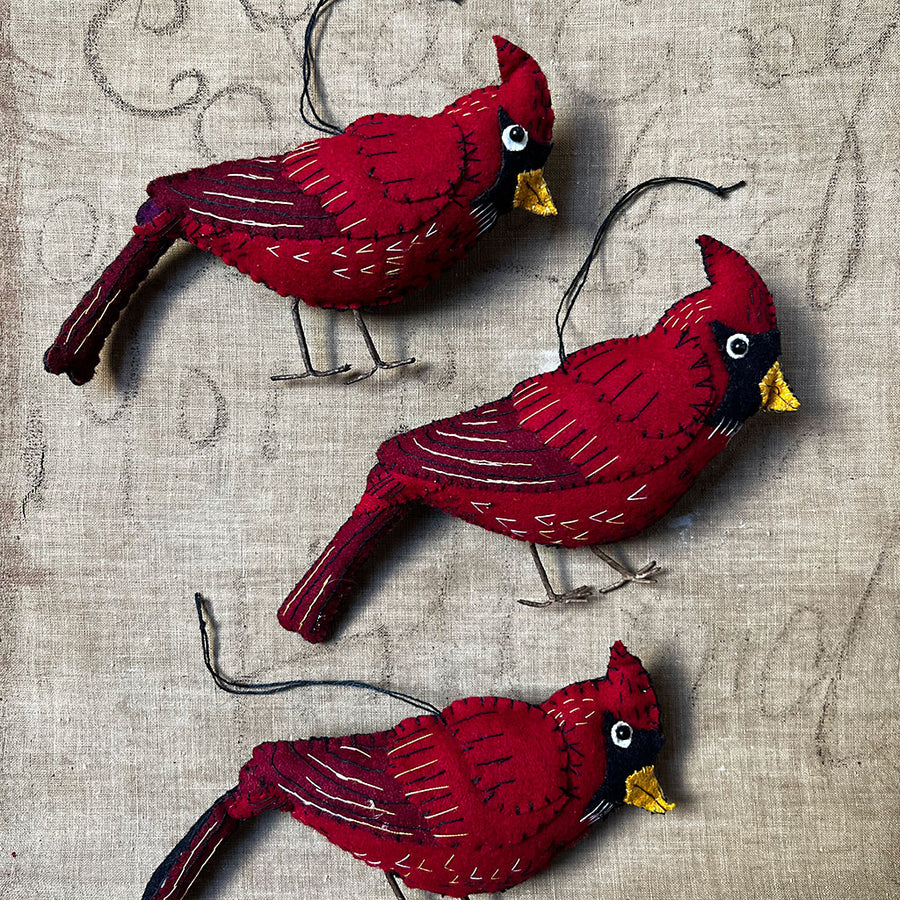 Stitched & Embroidered Felt Cardinal Bird