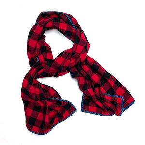 Red and Black Big Check Flannel Scarf