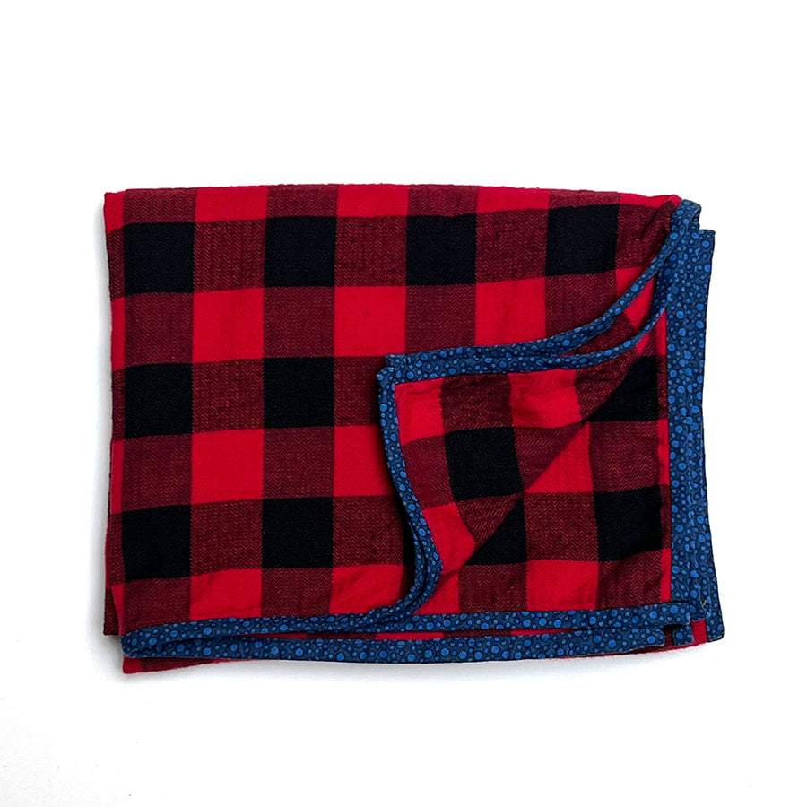 Red and Black Big Check Flannel Scarf